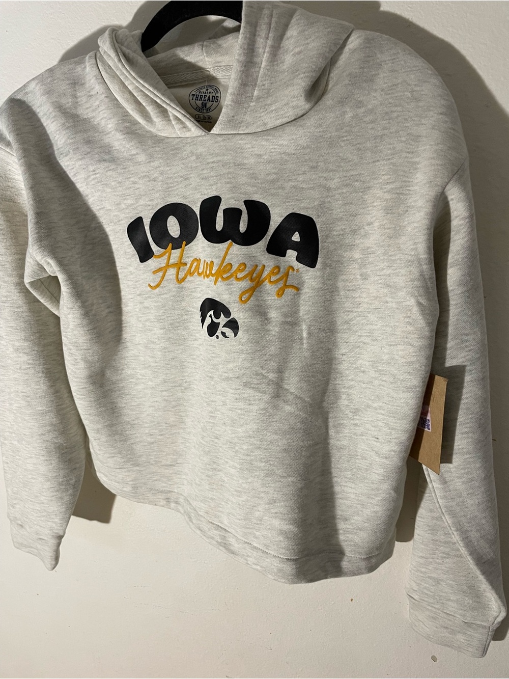 Rivalry Threads Iowa Hawkeyes Heather Gray Hoodie with Black and Gold Logo